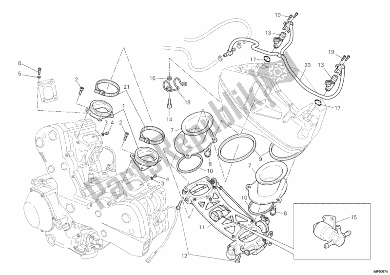 All parts for the Throttle Body of the Ducati Superbike 1098 S USA 2007